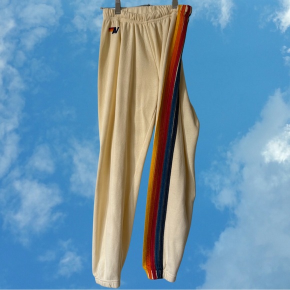 🌈Aviator Nation- Vintage White 5 Stripe Sweatpants Joggers- XS✈️ - Picture 5 of 5